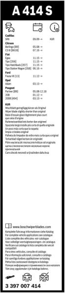 Citroen C3 Silecek (2017-2024) Bosch Aerotwin A414S