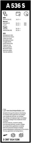 Peugeot 508 Silecek (2019-2024) Bosch Aerotwin A536S